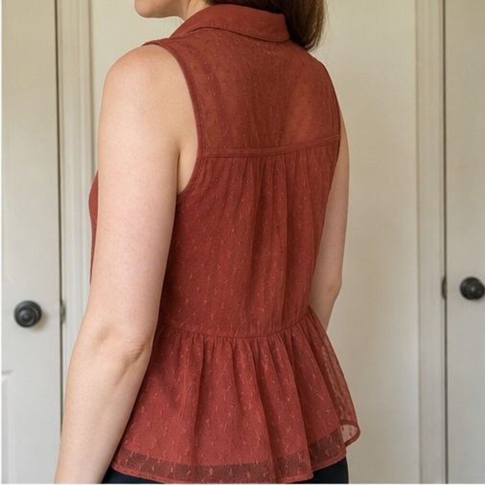 Rust Button Blouse - Picture 3 of 6